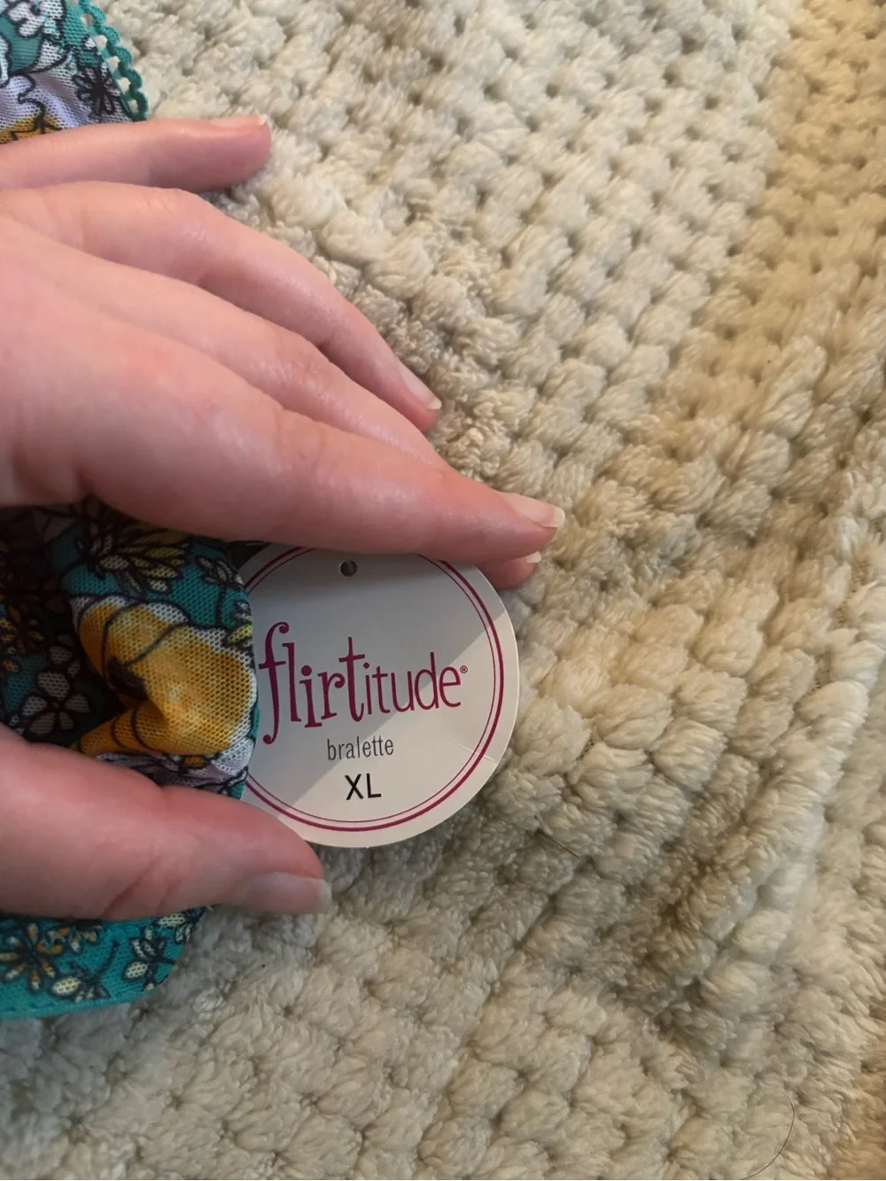 flirtitude Teal Floral Bralette XL lingerie basics loungewear